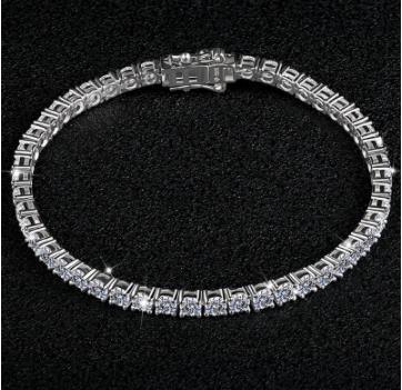 925 Sterling Silber 2-5 mm runder Mosan-Stein-Tennis-Damenarmband