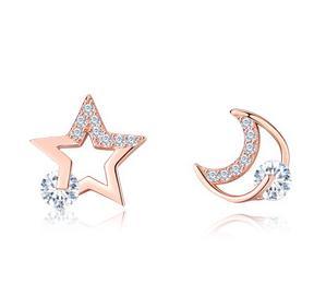 Star Moon 925 Sterling Silber vergoldete Pop-Ohrringe