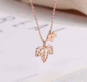 New Maple Leaf S925 Sterling Silber allergiebeständige einfache Roségold-Halskette für Frauen