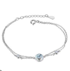 Sterling Silber Koreanisches Silber Fischschwanz Intarsien Saphir Temperament Silber Armband