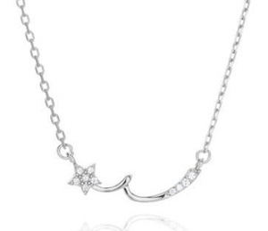 Neue Kette weibliche Halskette 925 Sterling Silber Stern Schmuck-Set