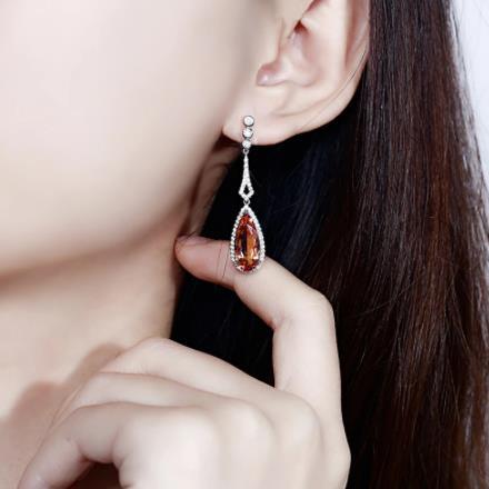 Brown Gem Elegant Water Drop 925 Sterling Silber Vergoldung Ohrringe