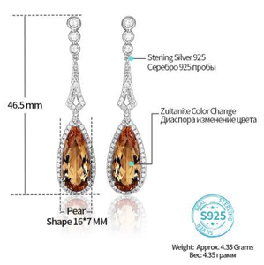 Brown Gem Elegant Water Drop 925 Sterling Silber Vergoldung Ohrringe