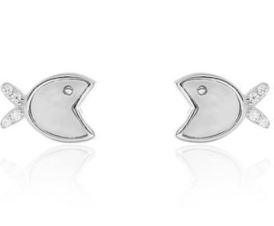 Marine Life Series 925 925 Sterling Silber Vergoldete Hai-Ohrringe