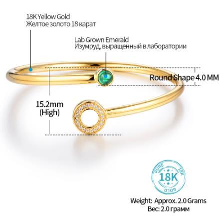 Großmutter Smaragd Armband Damen 18 Karat Gold Romantisches Verlobungsgeschenk