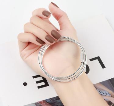 Drei Kombinationsarmbänder Damen massiv eingelegtes Silberarmband junger Schmuck