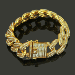 Ice Strass Gold Miami Curb Cuban CZ Rapper Herren Hip Hop Schmuck Armband