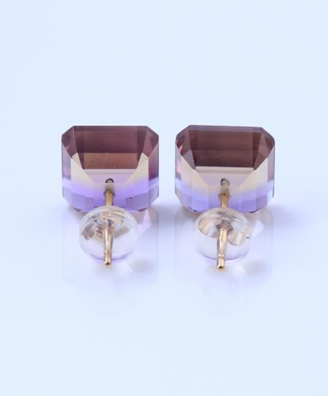 Quadratische Amethyst 925 Sterling Silber vergoldete Modeohrringe