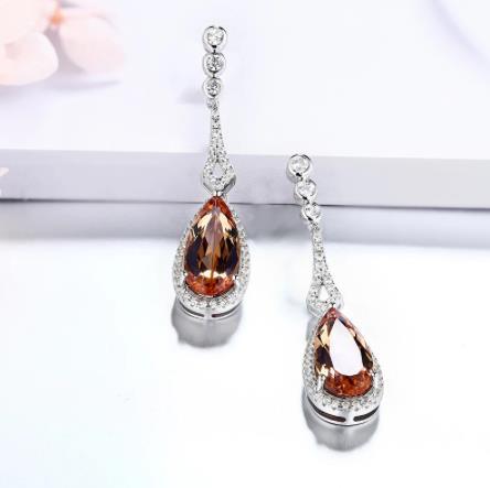 Brown Gem Elegant Water Drop 925 Sterling Silber Vergoldung Ohrringe