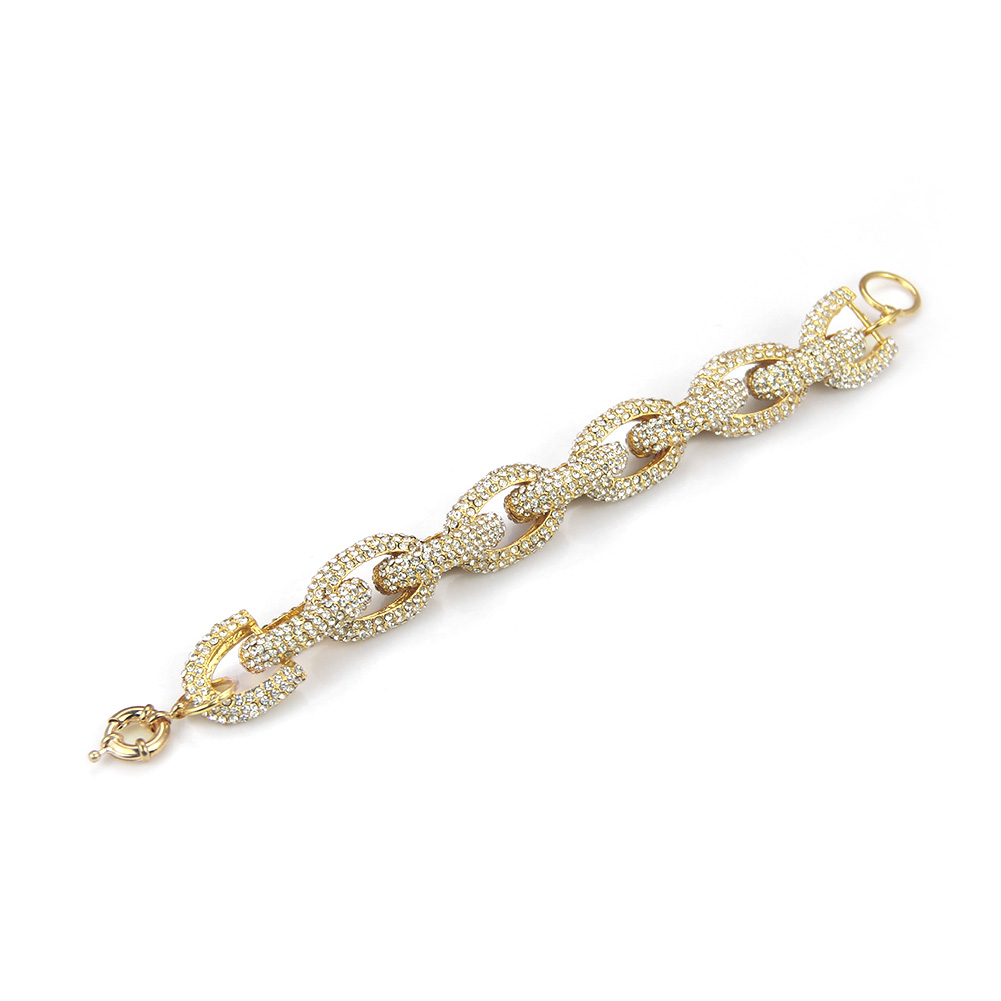 Dicke Kette mit Crystal Gold Halskette