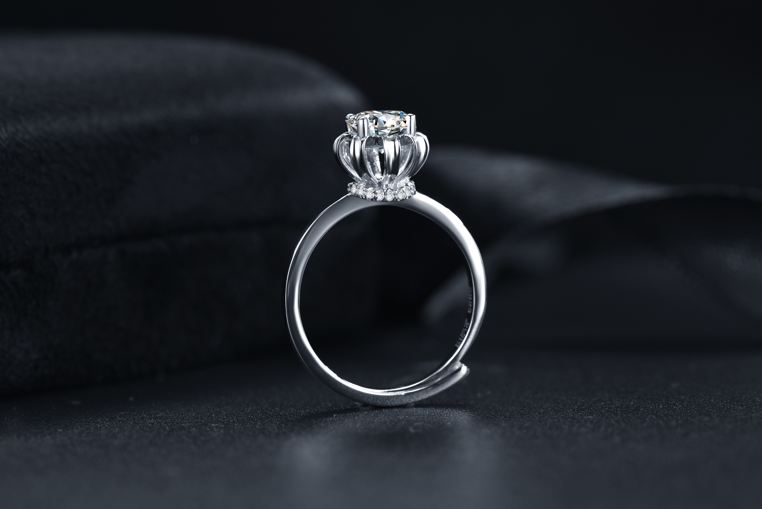 Crown Ring Support VVS Moissanite 925 versilberter Platinring