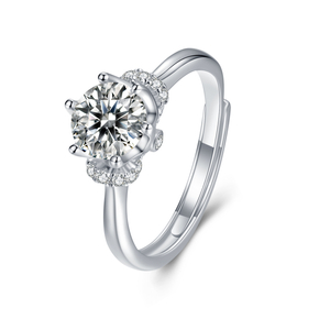 Klassischer 1CT Moissanite Diamantring 925 Sterling Silber Ringe Schmuck Zierlicher Ehering