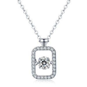 Wish Drifting Bottle Halskette aus 925er-Sterlingsilber mit 14K-Platin-Moissanite