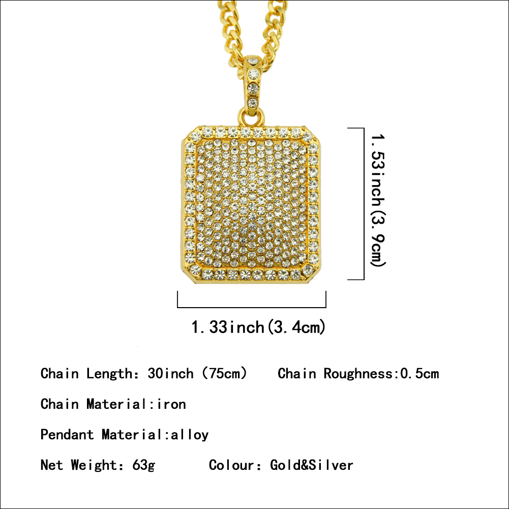 Quadratischer Abzeichen-Anhänger aus Gold und Silber mit Diamanten