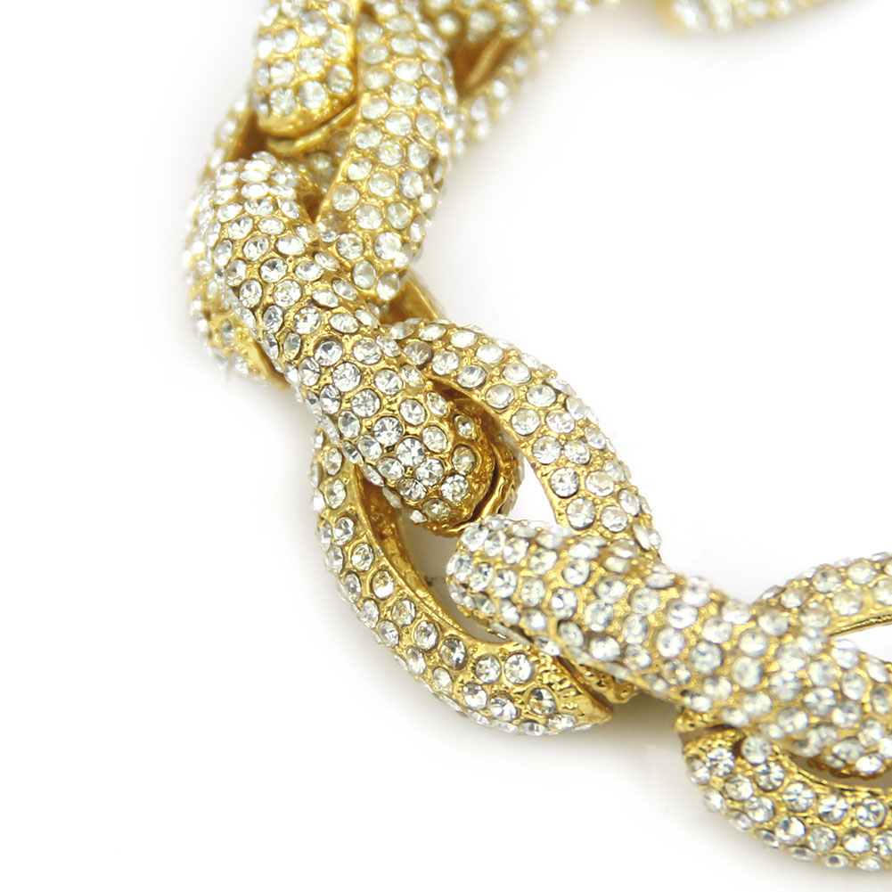 Dicke Kette mit Crystal Gold Halskette