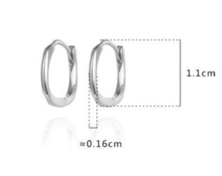 Geometrische Serie Vergoldete ovale Ohrringe aus 925er Sterlingsilber