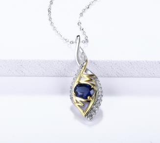 Halskette mit blauem Saphir-Anhänger für Frauen aus echtem 925er Sterlingsilber, Schmuck, feine Modeschmuck-Geschenke