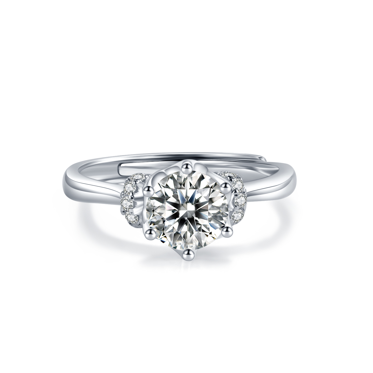 Klassischer 1CT Moissanite Diamantring 925 Sterling Silber Ringe Schmuck Zierlicher Ehering