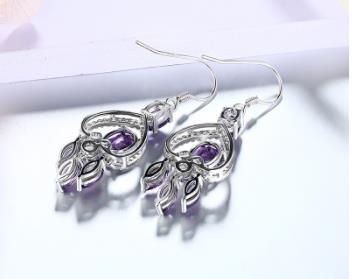 Echter 925er Sterlingsilber-Schmuck für Frauen, Hochzeit, Verlobung, exquisiter Amethyst-Modeschmuck