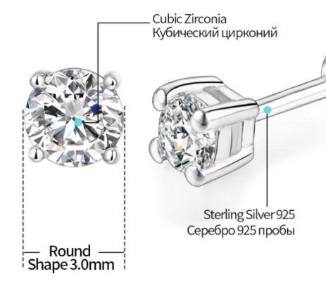 925 Sterling Silber 5A Zirkonia Ohrringe Damenschmuck Weihnachtsgeschenk