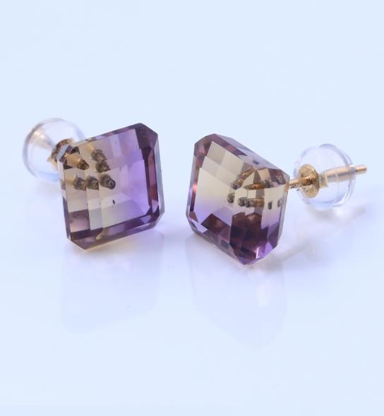 Quadratische Amethyst 925 Sterling Silber vergoldete Modeohrringe