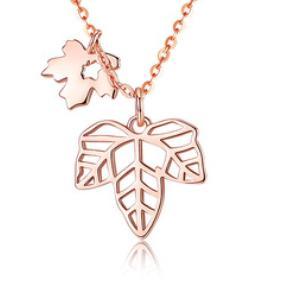 New Maple Leaf S925 Sterling Silber allergiebeständige einfache Roségold-Halskette für Frauen