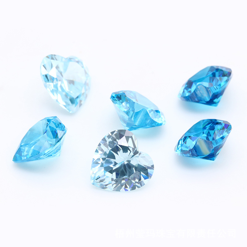 Fabrik Großhandel 3A Blue Heart Cut Zirkonia