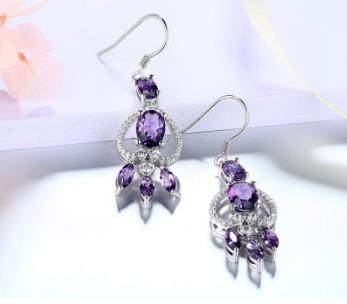 Echter 925er Sterlingsilber-Schmuck für Frauen, Hochzeit, Verlobung, exquisiter Amethyst-Modeschmuck