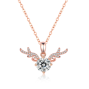 Rose Gold Lovely Deer 925 Sterling Silber plattiert 14 Karat Platin Moissanite Halskette