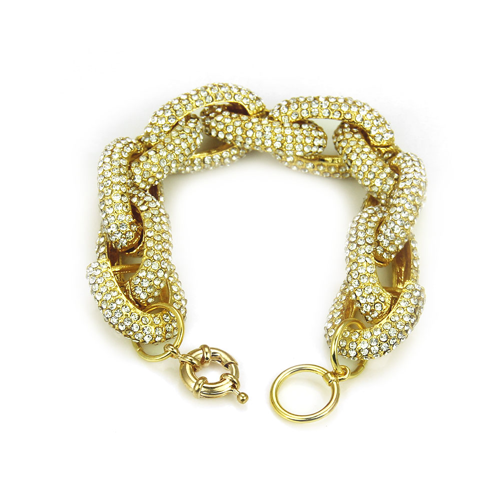 Dicke Kette mit Crystal Gold Halskette