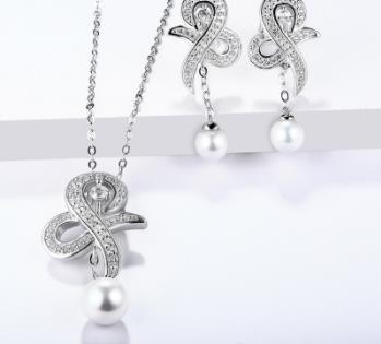 Koreanische Mode Frauen 925 Silber Perle Anhänger Süßwasser Perle Ohrringe Exquisite Schmuck-Set