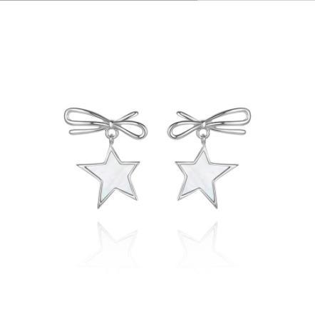 Bow Star 925 Sterling Silber überzogene niedliche Damenohrringe