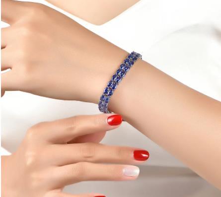 Tansanit Sterling Silber Schmuck Armband Luxus Stil Exquisiter Schmuck