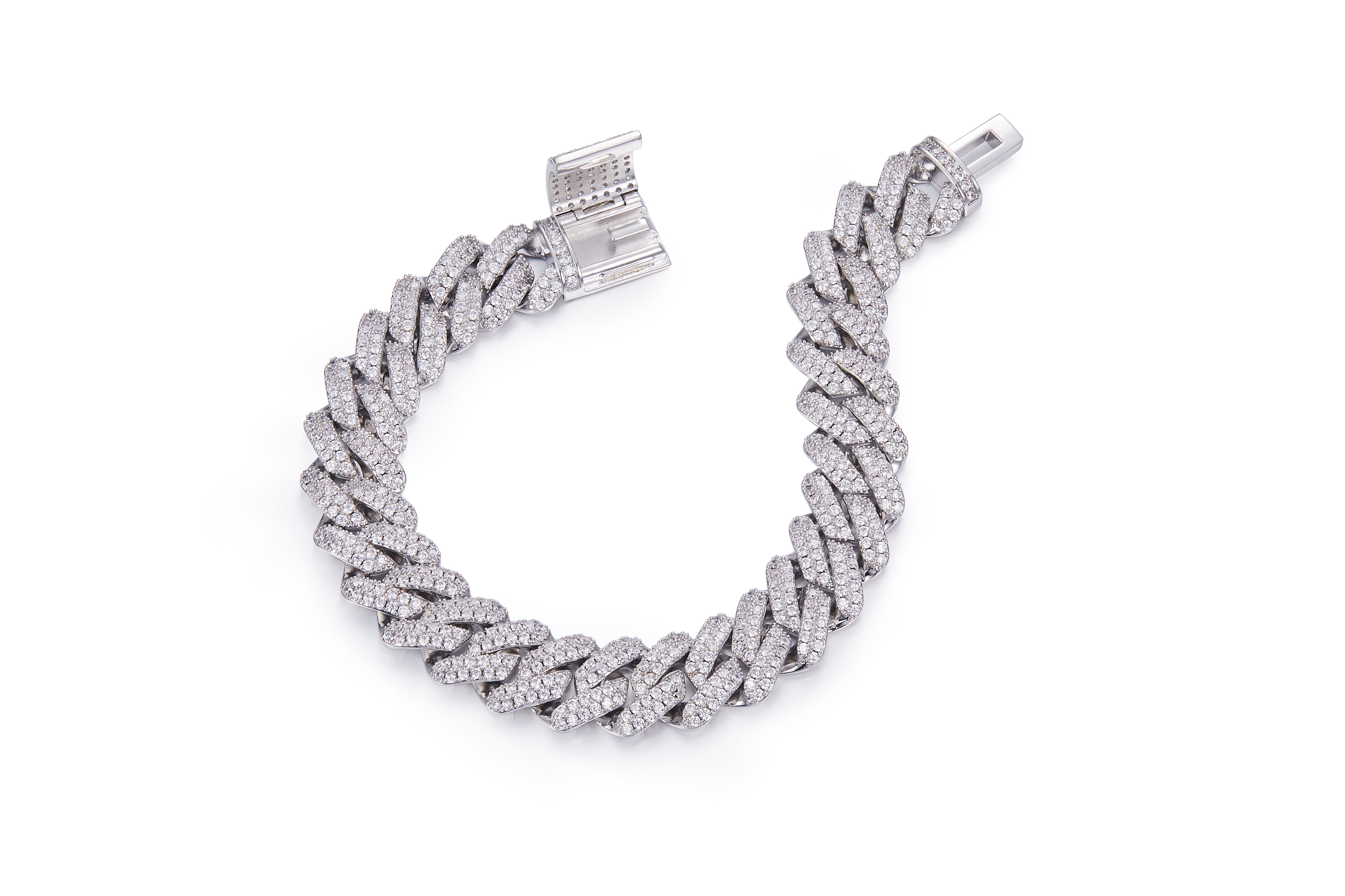 Vollständig eingelegtes gebrochenes Diamant-Moissanite-dickes Armband