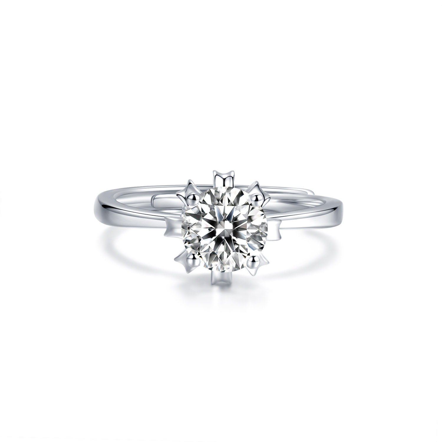 Crown Ring Support VVS Moissanite 925 versilberter Platinring