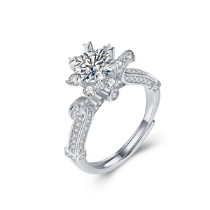 Flower Design Romantic Proposal RING 925 Sterling Silber platinierter Moissanite Ring