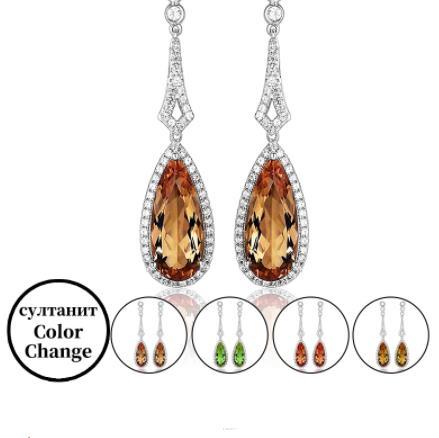 Brown Gem Elegant Water Drop 925 Sterling Silber Vergoldung Ohrringe