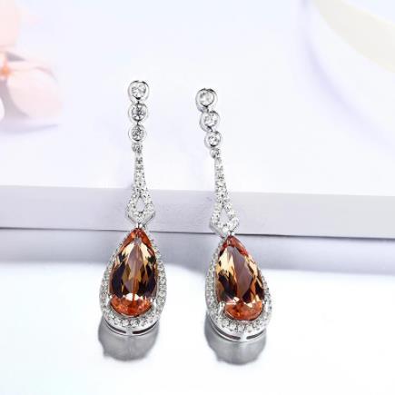 Brown Gem Elegant Water Drop 925 Sterling Silber Vergoldung Ohrringe