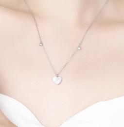 S925 Silbermünze Mother Shell Love Clavicle Chain Kleine frische Accessoires