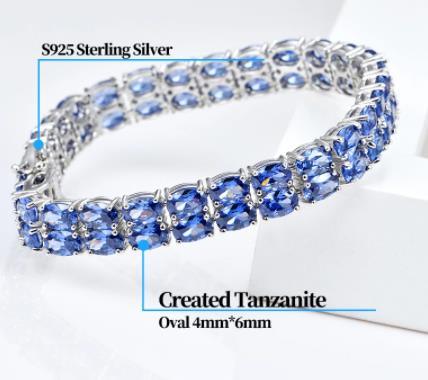 Tansanit Sterling Silber Schmuck Armband Luxus Stil Exquisiter Schmuck