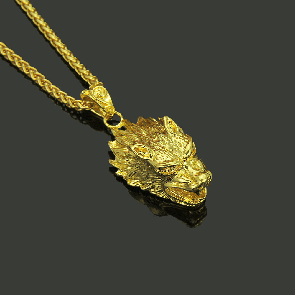 Hip Hop Kopf eines Wolfn Ecklace Anhänger Modeschmuck