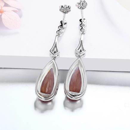 Brown Gem Elegant Water Drop 925 Sterling Silber Vergoldung Ohrringe